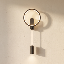 Bergamo Ring Wall Light with Hanging Spotlight | Copper Bedside Sconce