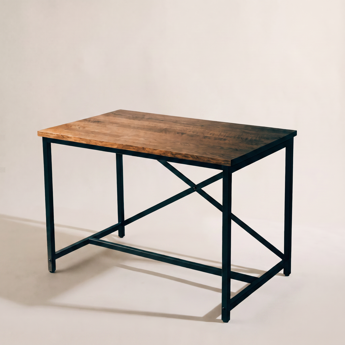 Uppsala 140 cm writing desk on a matte black welded steel frame, studio shot