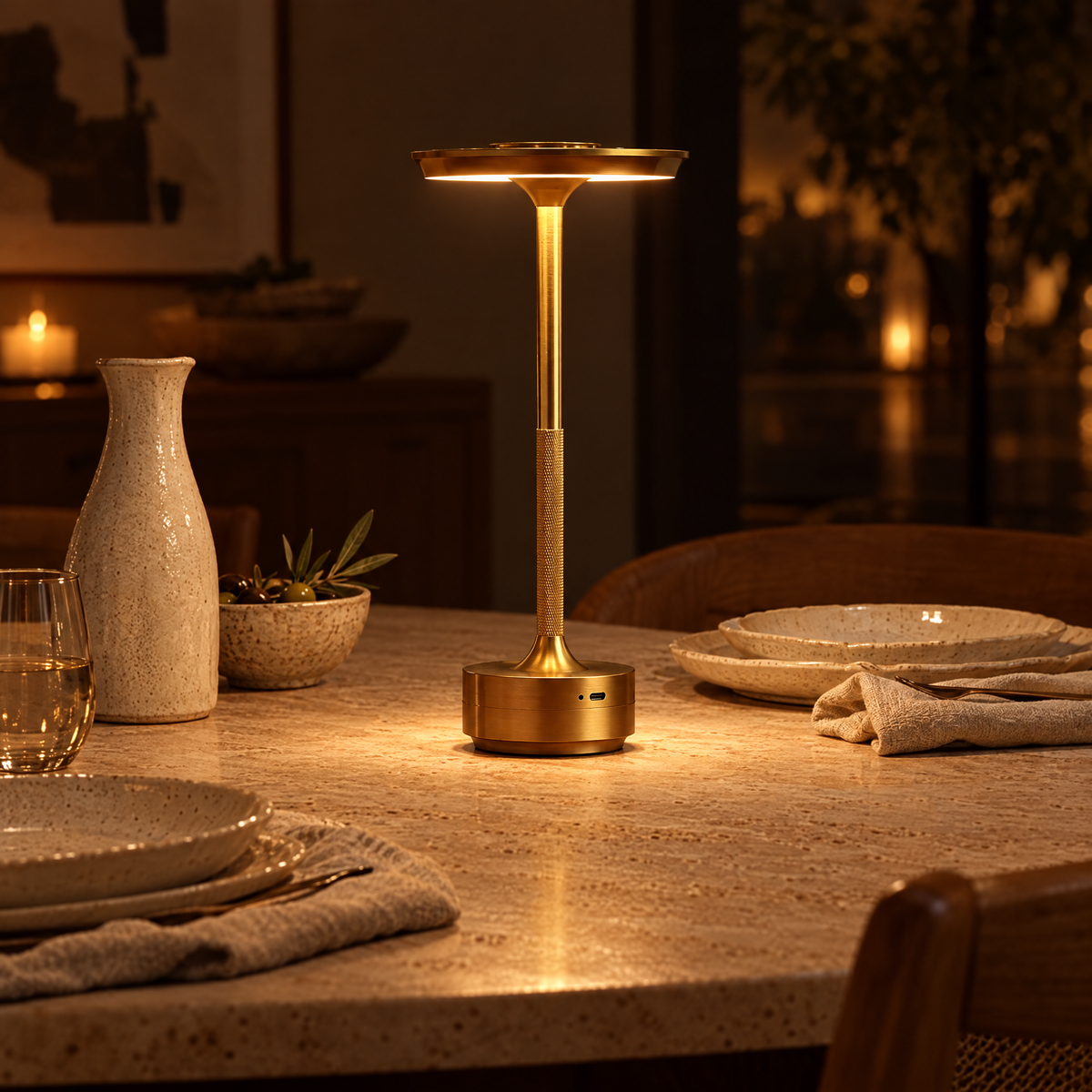 Dinner by lamplight