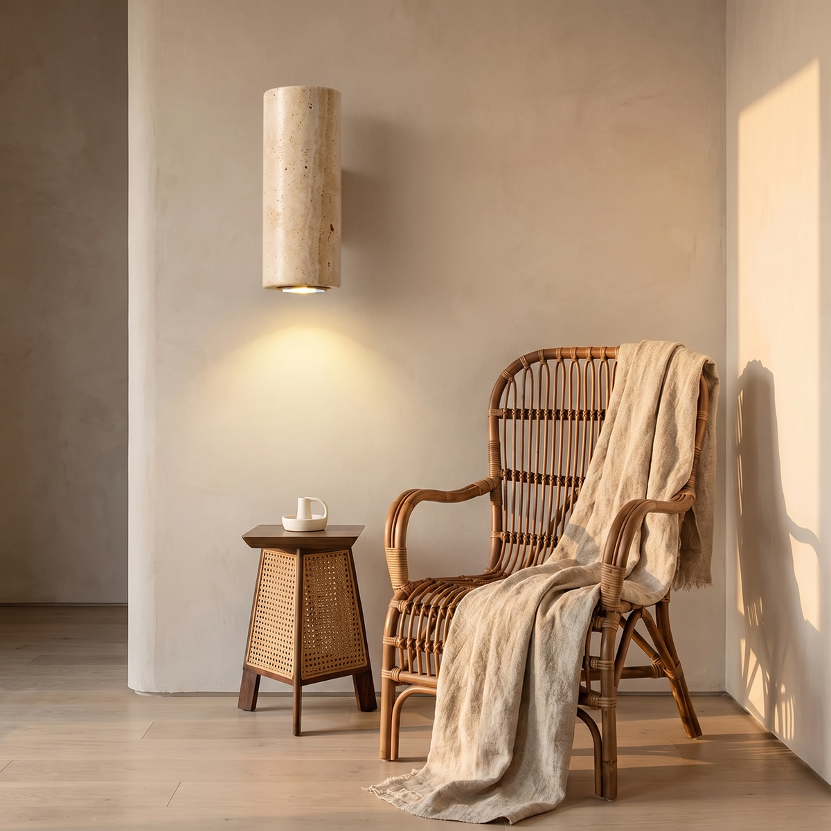A reading light beside the bed